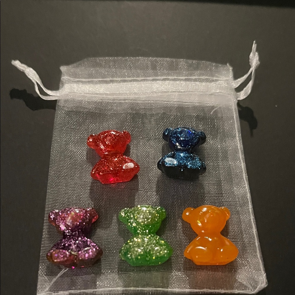 Colorful Glitter Bear Figurines Set